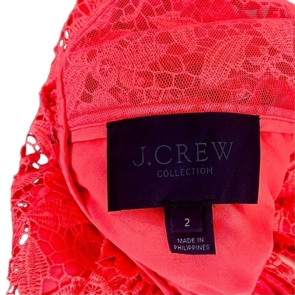 J.Crew Collection Coral Sleeveless Lace Sheath Cocktail Dress Size 2 - Picture 8 of 11